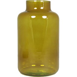 Bloemenvaas - okergeel/transparant glas - H25 x D15 cm - Vazen