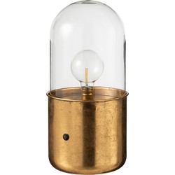 J-line - Tafellamp Antiek Led Glas/zink Goud Large - 19.5x19.5x40cm