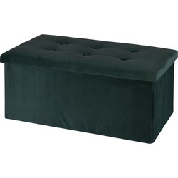 H&S Collection Poef/hocker/voetenbankje - opbergbox - donkergrijs - polyester - 76 x 40 x 38 cm - Poefs