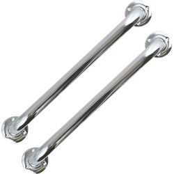 MSV Badkamer/douche wand/muur handgreep - 2x - rvs metaal - zilver - 40 cm - Badkameraccessoireset