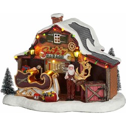 Luville Kerstdorp Kerstman garage - 22x15x16 cm - Polyresin - Multi