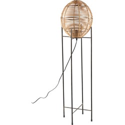 PTMD Dorena Natural bamboe vloerlamp metalen frame