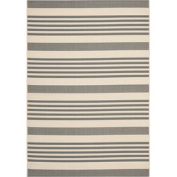 Safavieh Striped Indoor/Outdoor Woven Area Rug, Courtyard Collection, CY6062, in Grey & Bone, 160 X 231 cm