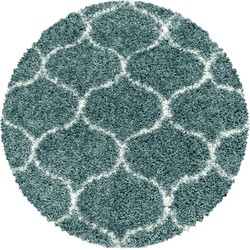 Tapijtenloods Opera Soft Shaggy Rond Hoogpolig Vloerkleed Blauw / Turquoise- 120 CM ROND