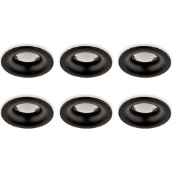 Groenovatie Inbouwspot, Rond, Waterdicht IP65, Ø85 mm, Mat Zwart, 6-Pack