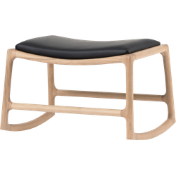 Dedo footstool - whitewash voetenbank met dakar leather black