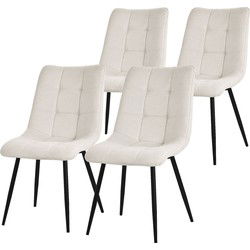 Eetkamerstoelen set van 4 Keukenstoel beige met polyester hoes en stalen poten ML-Design