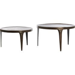 Light&living Salontafel S/2 Ø64x39+Ø75x44 cm TOBIAS donker bruin