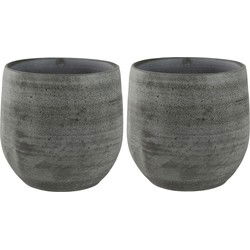 Ter Steege Plantenpot - 2x - modern - mystic grijs - 18 x 16 cm - Plantenpotten