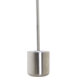 Items Toiletborstel met houder - zilverkleurig - RVS - 37 cm - Toiletborstels