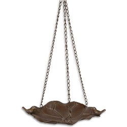 A HANGING IRON BIRD BATH