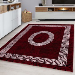 Plus Vloerkleed - Laagpolig Tapijt Woonkamer - Rood / Wit- 80x300 CM