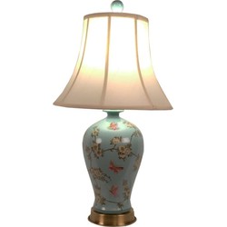 Fine Asianliving Chinese Tafellamp Porselein Handgeschilderd Turquoise