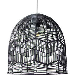 Groenovatie Rotan / Rieten Hanglamp, Handgemaakt, Zwart, ⌀45 cm