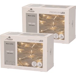 Set van 2x stuks kerstverlichting warm wit 180 leds met dimmer en timer functie 1800 cm - Kerstverlichting kerstboom