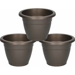 5x Antraciete plantenbakken/bloembakken rond 18 cm - Plantenpotten