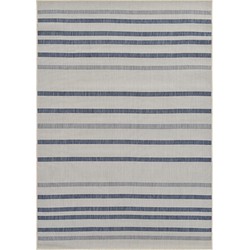 Vercai Rugs Terrace Collectie - Laagpolig Vloerkleed - Tapijt voor Binnen en Buiten - Polypropyleen - Ivoor / Blauw - 200x290 cm