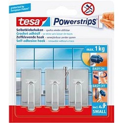 Powerstrips chroom haken small Tesa 6 stuks - Handdoekhaakjes