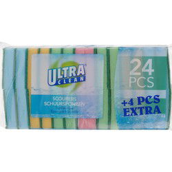 24x Huishoud producten afwas/schoonmaaksponsjes 8 cm - Schuursponzen