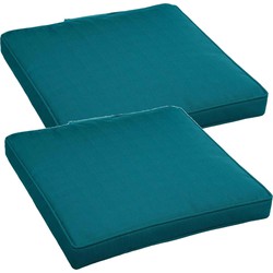 Set van 2x stuks stoelkussens voor binnen en buiten in de kleur emerald groen 40 x 40 x 4 cm - tuinstoelkussens