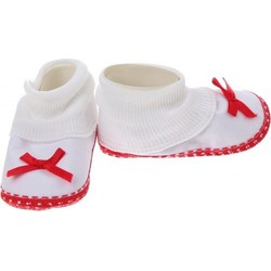 Junior joy  Babyschoenen Hoog Newborn Meisjes Wit/rood Met Strik