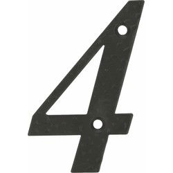 AMIG Huisnummer 4 - staal - 10cm - incl. schroeven - zwart - Huisnummers