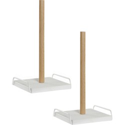 2x stuks keukenrol houders hout wit 16 x 30 cm - Keukenrolhouders