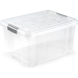 1x Opslagbakken/organizers met deksel 25 liter 42 cm transparant - Opbergbox