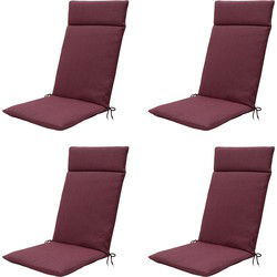 Madison -  Tuinstoelkussen Hoge Rug Bordeaux canvas eco+ - Ca. 120x50 cm - Set van 4