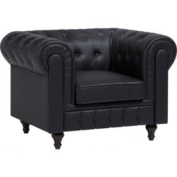 Beliani CHESTERFIELD - Fauteuil-Zwart-Kunstleer