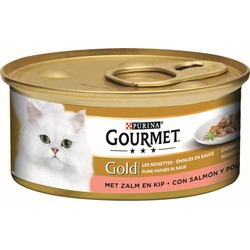 Gold fijne hapjes in saus met zalm en kip 85g kattenvoer - Gourmet