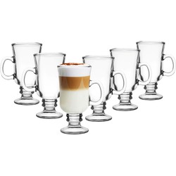 Glasmark Irish Coffee/koffie glazen Paris - transparant glas - 6x stuks - 200 ml - Koffie- en theeglazen