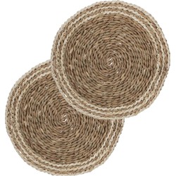 Set van 4x stuks placemats zeegras naturel 38 cm - Placemats