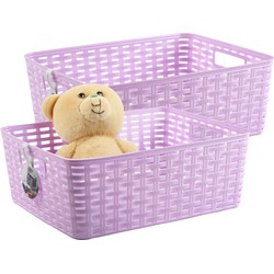 Plasticforte Opbergmand - 3x - Kastmand - rotan kunststof - paars - 12 Liter - 30 x 37 x 13 cm - Opbergmanden