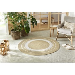 Rond Binnen- En Buitenkleed - Trenzado Beige/Crème - Ø 200 CM