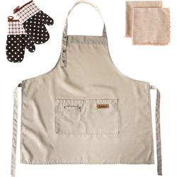 Beliani PISUM - Keukentextielset-Beige-Polyester