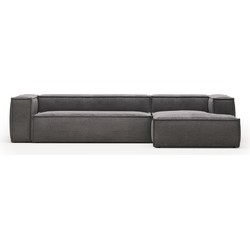 Kave Home - 4-zitsbank Blok grijze corduroy met chaise longue rechts 330 cm