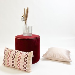 Dutch Decor COCO - Poef rond 40x40 cm - Bordeaux rood - Hoogte 40 cm - velvet stof - Dutch Decor