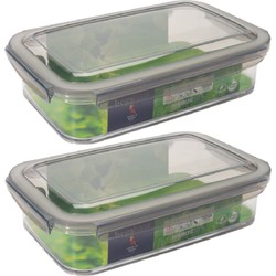 4x Voorraad/vershoudbakjes 1,2 liter transparant/grijs plastic 24 x 15 cm - Vershoudbakjes