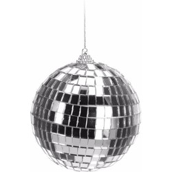 5x Zilveren disco kerstballen 10 cm - Kerstbal