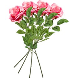 10x Roze rozen Marleen bloemen kunsttakken 63 cm - Kunstbloemen