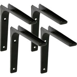 AMIG Plankdrager/planksteun van metaal - 4x - gelakt zwart - H125 x B125 mm - Plankdragers