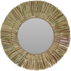 Home & Styling Wandspiegel Raffia - frame kleur naturel - D 40 cm - Spiegels