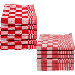 Ten Cate Geblokte Theedoeken en keukendoeken set - 12 stuks - Rood