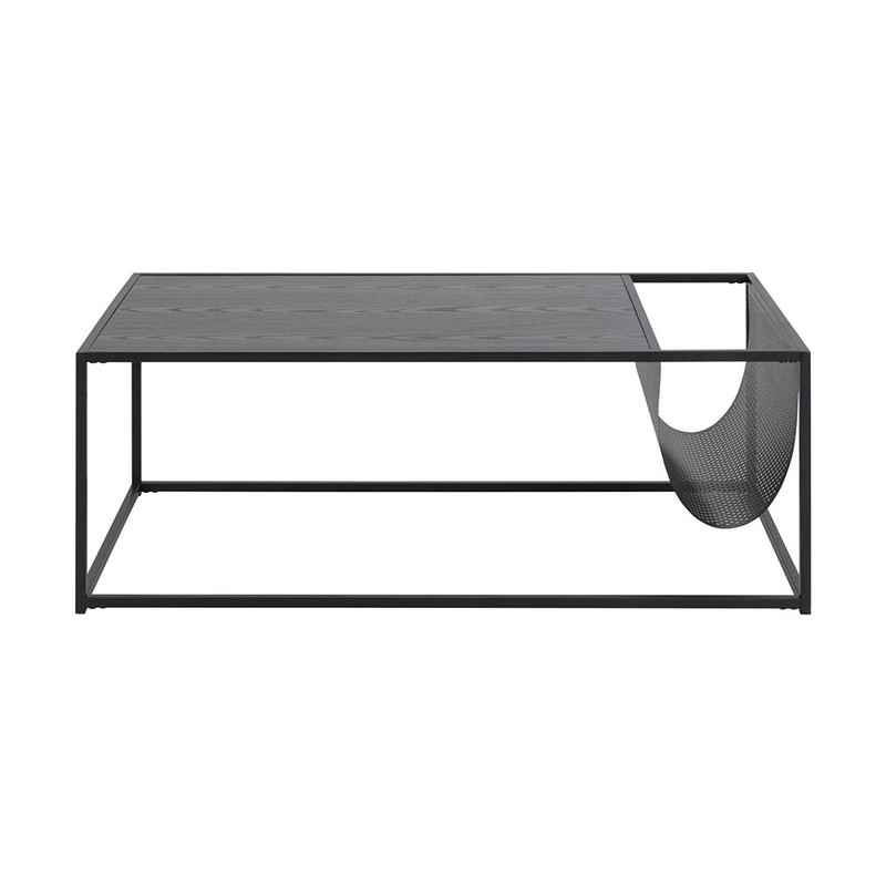 Vic industriële houten salontafel met krantenrek - L110 x B60 x H40 cm - Zwart - 