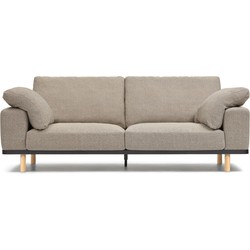 Kave Home - 3-zitsbank Noa beige met kussens en met poten met natuurlijke finish 230 cm