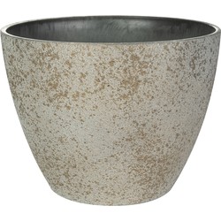 Ter Steege Bloempot/plantenpot - buiten - beige/goud - D22/H17 cm - kunststof/steenmix - Plantenpotten