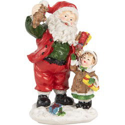 Clayre & Eef Kerstdecoratie Beeld Kerstman Rood Kunststof