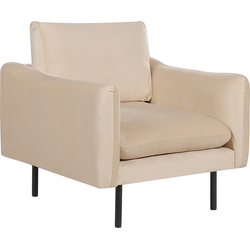 Beliani VINTERBRO - Fauteuil-Beige-Fluweel