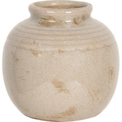 Clayre & Eef Vaas  8 cm Beige Keramiek Rond Bloempot Binnen